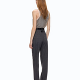 Pantaloni a sigaretta gessati in misto lana stretch 107264A3FF IN4 PINKO Mult. grigio/rosa 