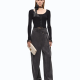 Cardigan cropped in misto seta e cashmere con pizzo 107268A3I0 Z99 PINKO Nero limousine 