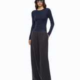 Maglia a costine con pizzo 107269A3I0 G02 PINKO Blu-eclissi totale 