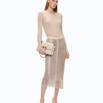 Maglia a costine con pizzo 107269A3I0 I20 PINKO Beige-piuma 