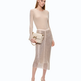 Maglia a costine con pizzo 107269A3I0 I20 PINKO Beige-piuma 