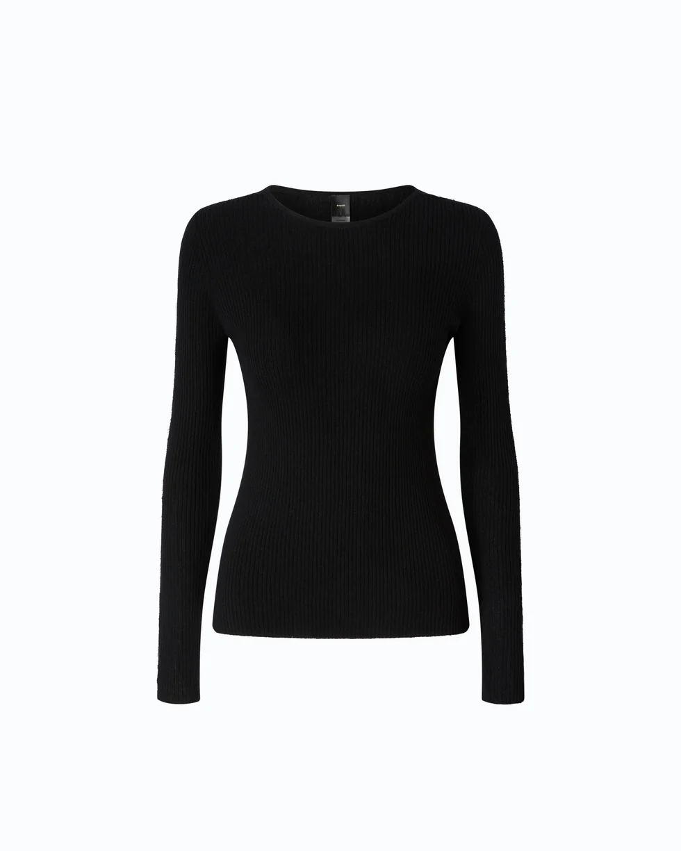 Maglia a costine con pizzo 107269A3I0 Z99 PINKO Nero limousine 