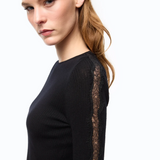 Maglia a costine con pizzo 107269A3I0 Z99 PINKO Nero limousine 