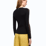 Maglia a costine con pizzo 107269A3I0 Z99 PINKO Nero limousine 