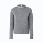 Maglia in misto lana con collo gioiello 107274A3GI II2 PINKO Grigio monumento 