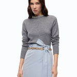 Maglia in misto lana con collo gioiello 107274A3GI II2 PINKO Grigio monumento 