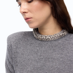 Maglia in misto lana con collo gioiello 107274A3GI II2 PINKO Grigio monumento 