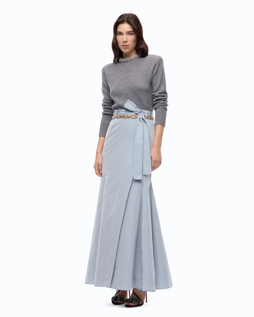 Maglia in misto lana con collo gioiello 107274A3GI II2 PINKO Grigio monumento 