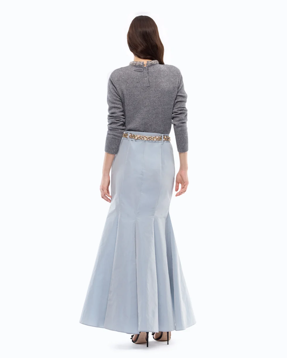 Maglia in misto lana con collo gioiello 107274A3GI II2 PINKO Grigio monumento 