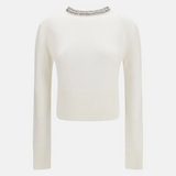 Maglia in misto lana con collo gioiello 107274A3GI Z03 PINKO Bianco inverno 