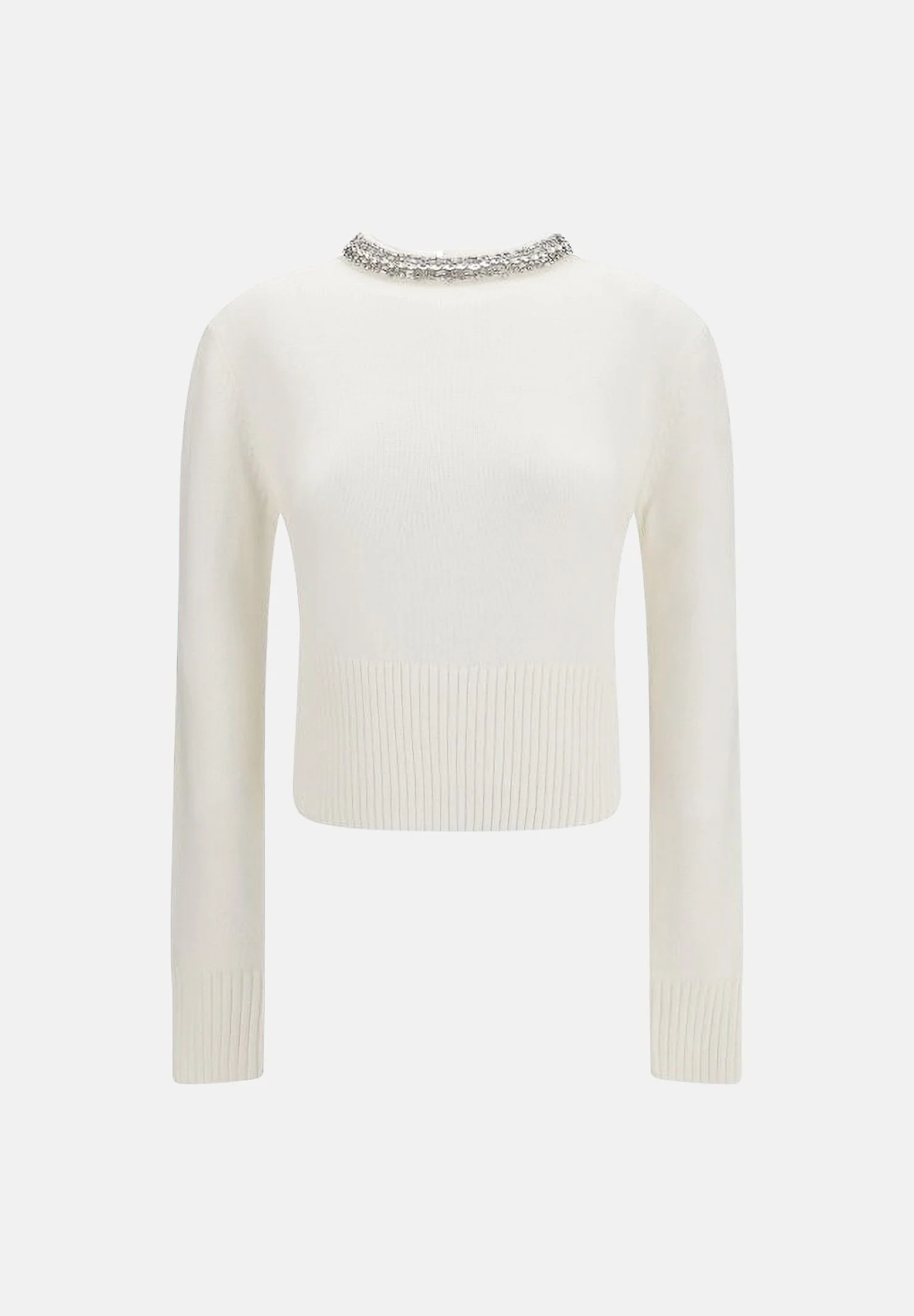 Maglia in misto lana con collo gioiello 107274A3GI Z03 PINKO Bianco inverno 