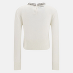 Maglia in misto lana con collo gioiello 107274A3GI Z03 PINKO Bianco inverno 