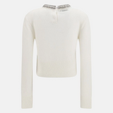 Maglia in misto lana con collo gioiello 107274A3GI Z03 PINKO Bianco inverno 