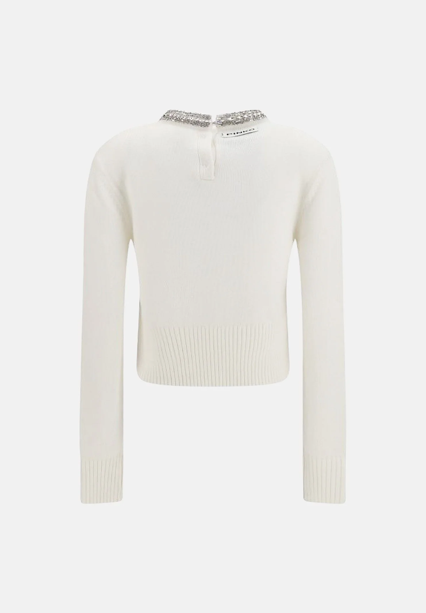 Maglia in misto lana con collo gioiello 107274A3GI Z03 PINKO Bianco inverno 