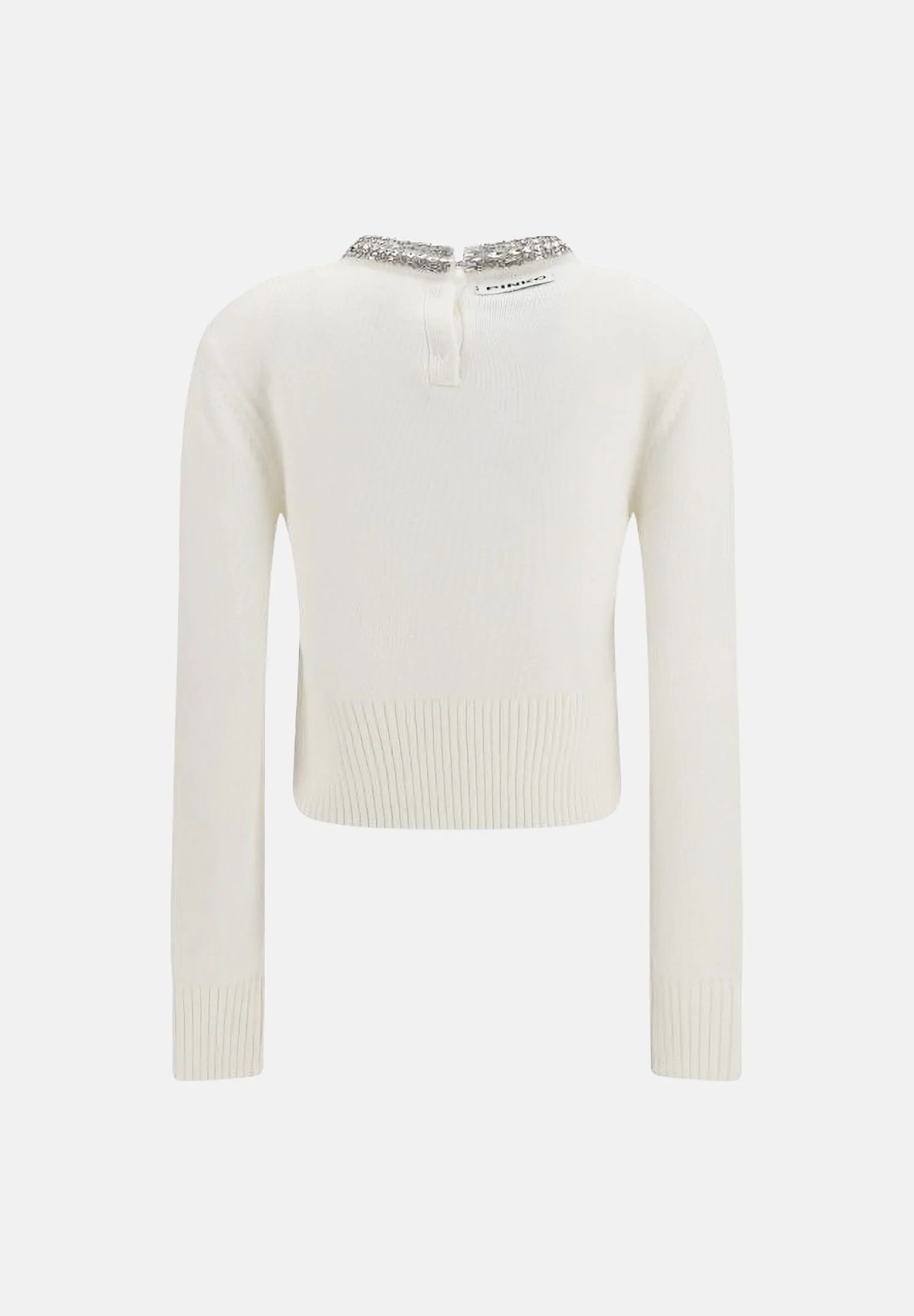 Maglia in misto lana con collo gioiello 107274A3GI Z03 PINKO Bianco inverno 