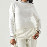 Maglia in misto lana con collo gioiello 107274A3GI Z03 PINKO Bianco inverno 