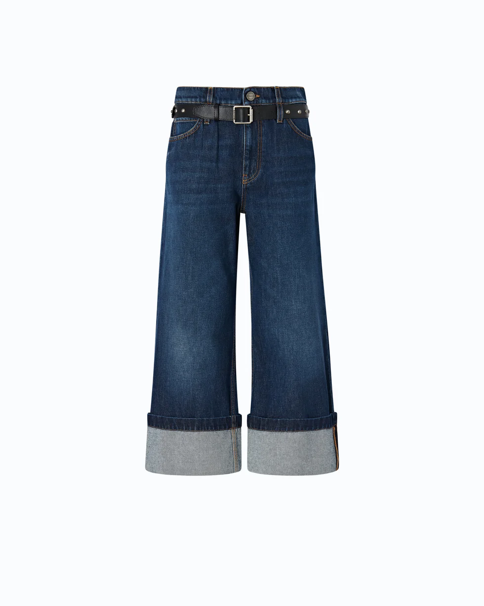 Jeans cropped con cintura in pelle 107277A3HG PJB PINKO Lavaggio scuro 