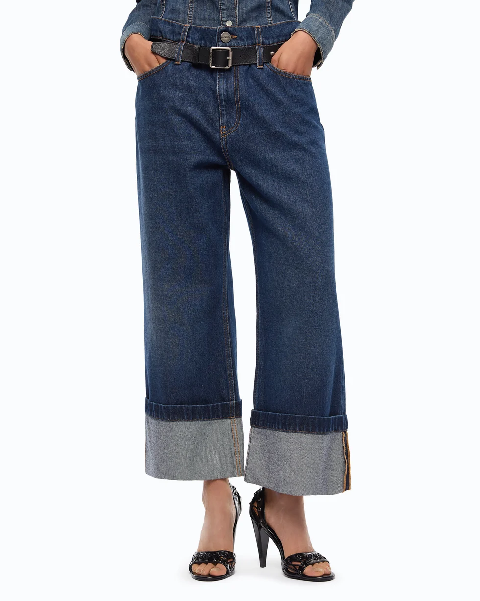 Jeans cropped con cintura in pelle 107277A3HG PJB PINKO Lavaggio scuro 