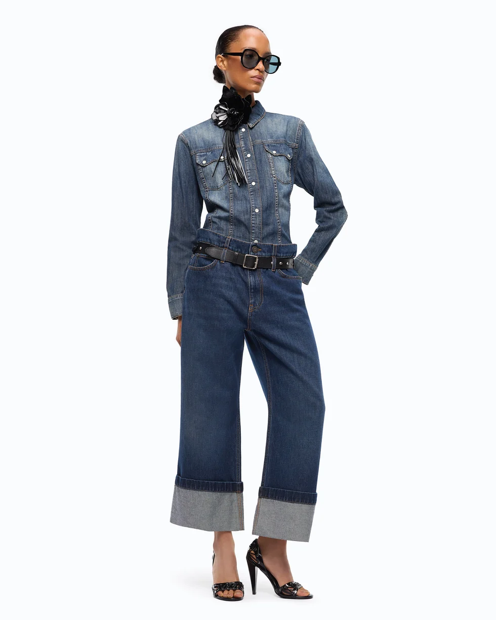 Jeans cropped con cintura in pelle 107277A3HG PJB PINKO Lavaggio scuro 