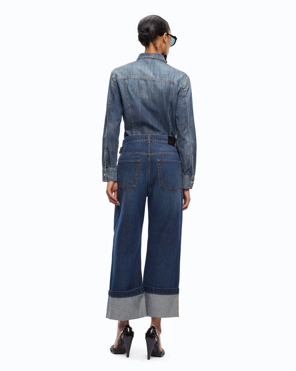 Jeans cropped con cintura in pelle 107277A3HG PJB PINKO Lavaggio scuro 