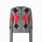 Cardigan girocollo in lana e cashmere a rombi 107284A3IE IL1 PINKO Grigio/marrone 