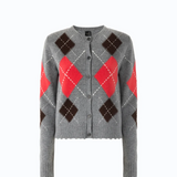 Cardigan girocollo in lana e cashmere a rombi 107284A3IE IL1 PINKO Grigio/marrone 