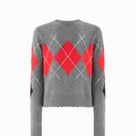 Cardigan girocollo in lana e cashmere a rombi 107284A3IE IL1 PINKO Grigio/marrone 