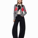 Cardigan girocollo in lana e cashmere a rombi 107284A3IE IL1 PINKO Grigio/marrone 