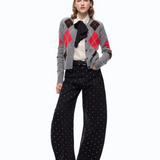 Cardigan girocollo in lana e cashmere a rombi 107284A3IE IL1 PINKO Grigio/marrone 