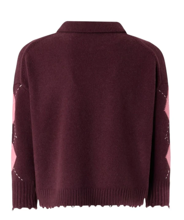 Polo in lana fantasia 107286A3IE YN2 PINKO Bordeaux/rosa 