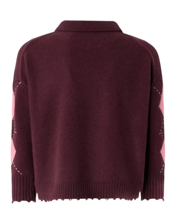 Polo in lana fantasia 107286A3IE YN2 PINKO Bordeaux/rosa 