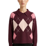 Polo in lana fantasia 107286A3IE YN2 PINKO Bordeaux/rosa 