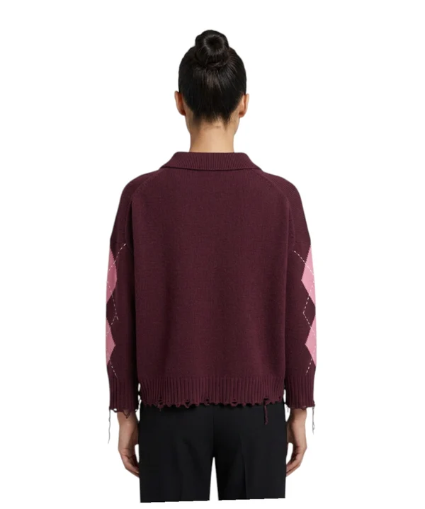 Polo in lana fantasia 107286A3IE YN2 PINKO Bordeaux/rosa 