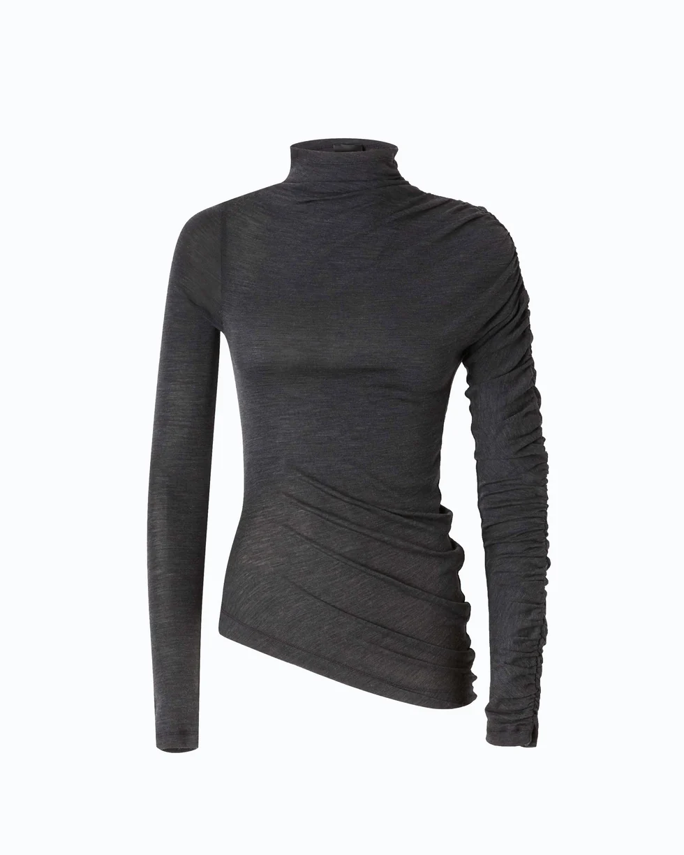 Maglia lupetto con fondo asimmetrico 107316A3H0 I76 PINKO Grigio corvo 