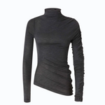 Maglia lupetto con fondo asimmetrico 107316A3H0 I76 PINKO Grigio corvo 