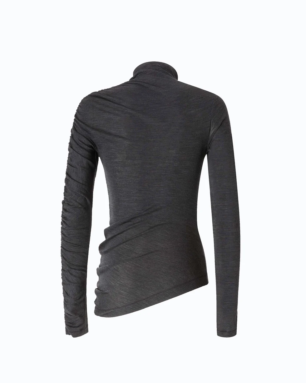 Maglia lupetto con fondo asimmetrico 107316A3H0 I76 PINKO Grigio corvo 