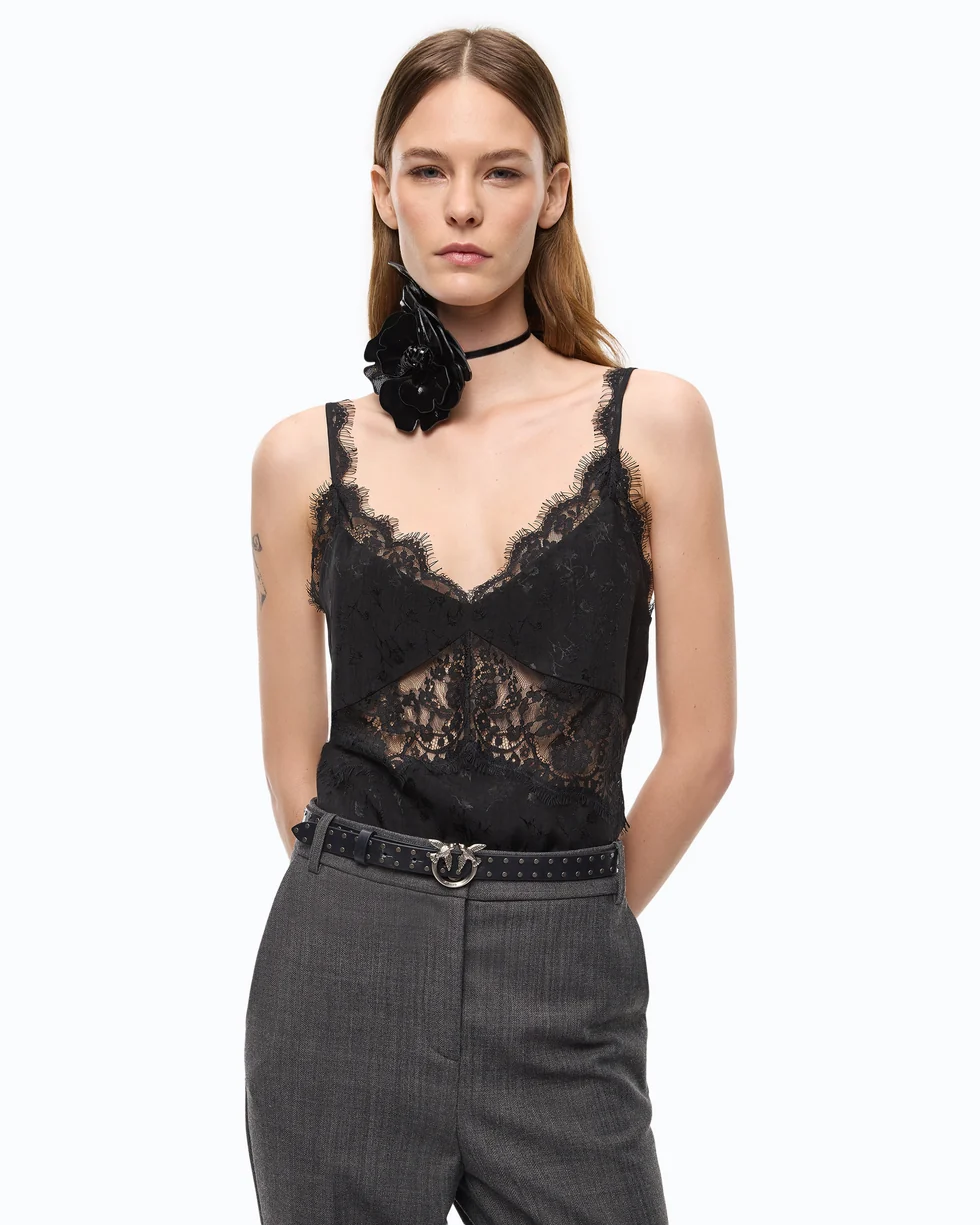 Top lingerie con pizzo 107319A3FC Z99 PINKO Nero limousine 
