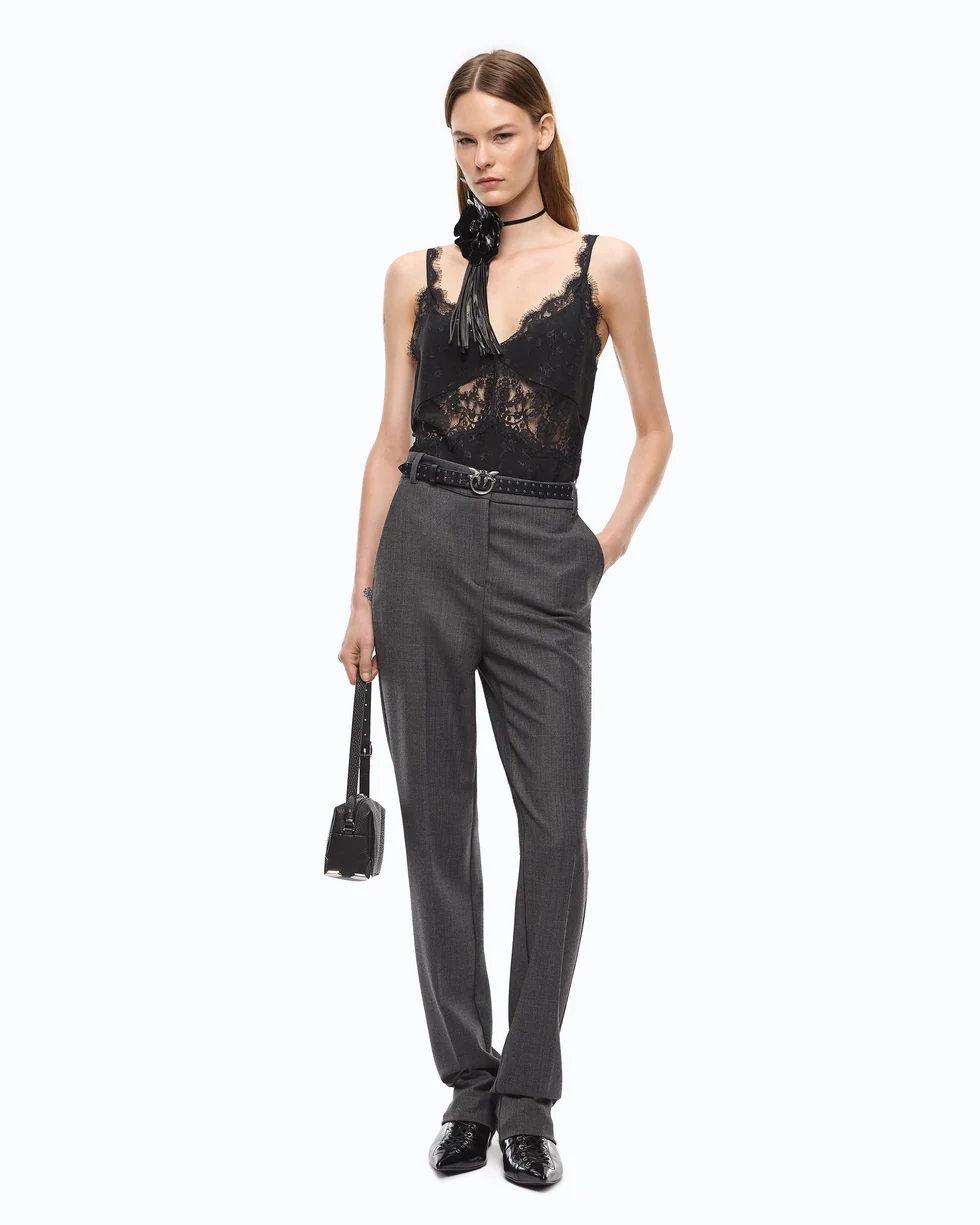 Top lingerie con pizzo 107319A3FC Z99 PINKO Nero limousine 