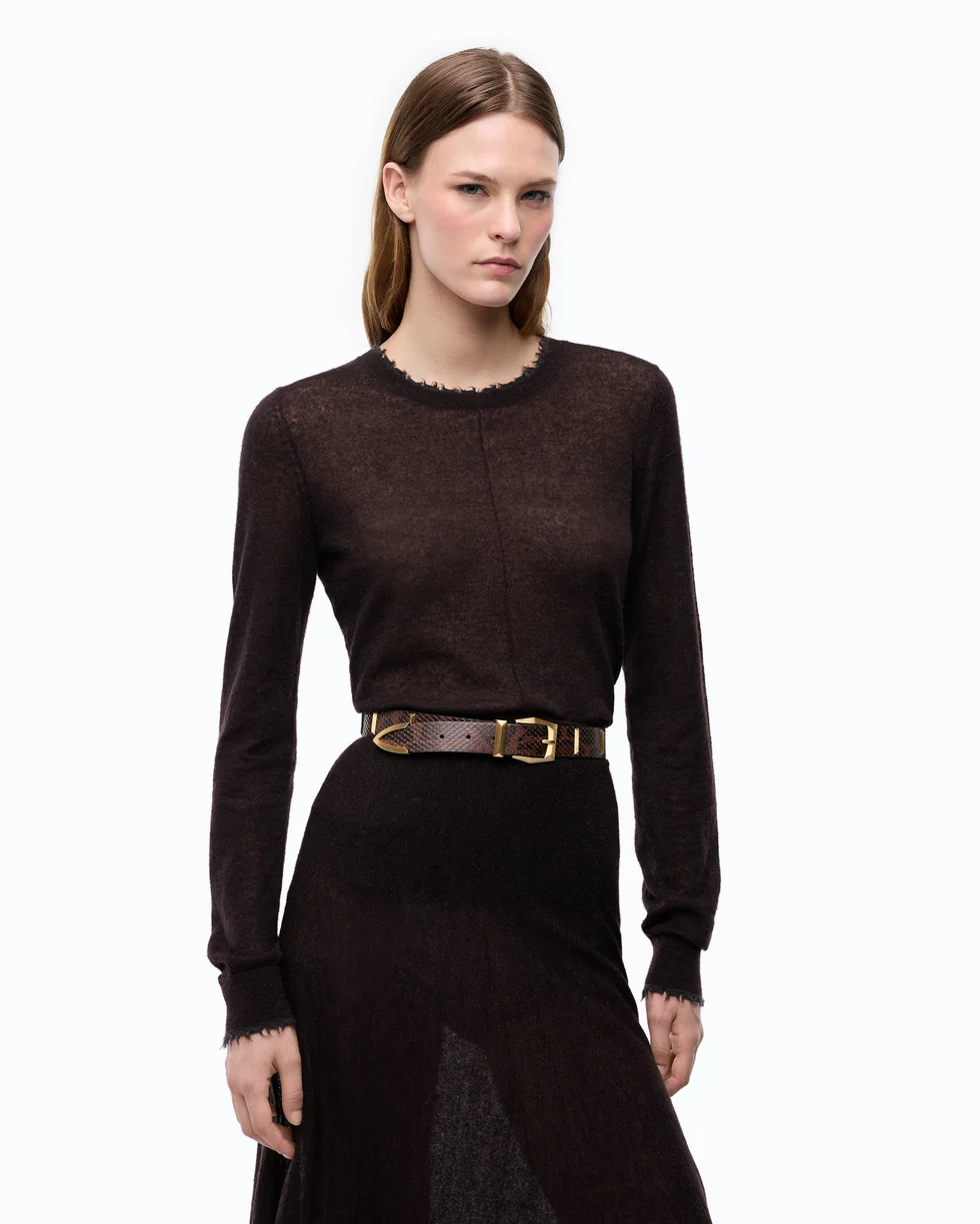 Maglia leggera in lana e cashmere 107328A3IQ M05 PINKO Marrone java 