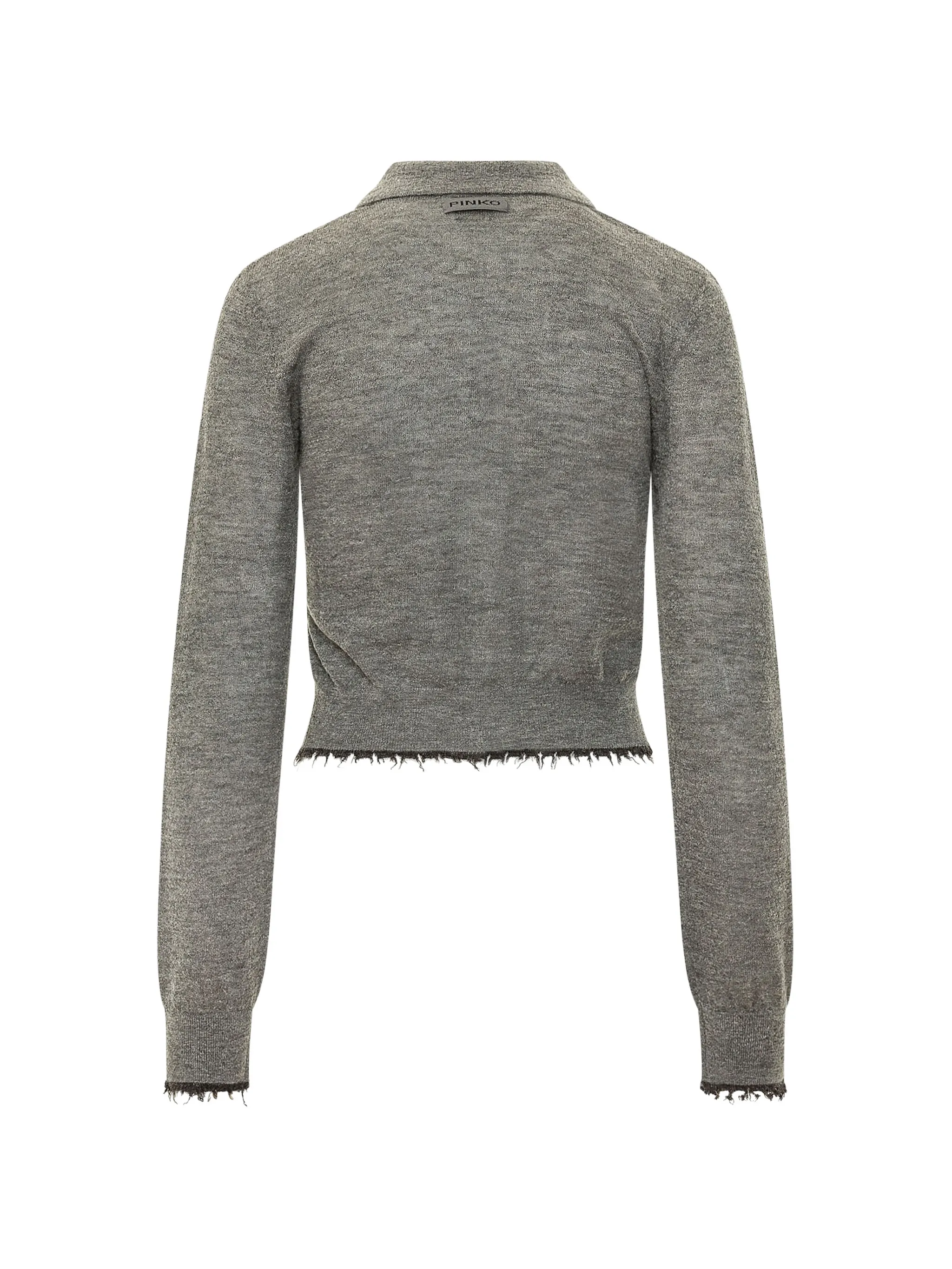 Cardigan cropped con colletto a polo 107331A3IQ I76 PINKO Grigio corvo 