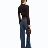 Cardigan cropped con colletto a polo 107331A3IQ M05 PINKO Marrone java 