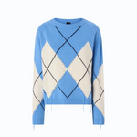 Maglione in lana e cashmere con maxi rombi 107377A3JE EC4 PINKO Azzurro/panna 