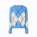 Maglione in lana e cashmere con maxi rombi 107377A3JE EC4 PINKO Azzurro/panna 