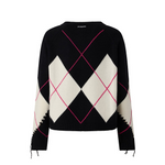 Maglione in lana e cashmere con maxi rombi 107377A3JE ZBF PINKO Nero bianco fuxia 