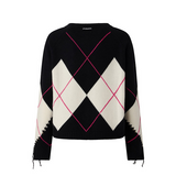 Maglione in lana e cashmere con maxi rombi 107377A3JE ZBF PINKO Nero bianco fuxia 