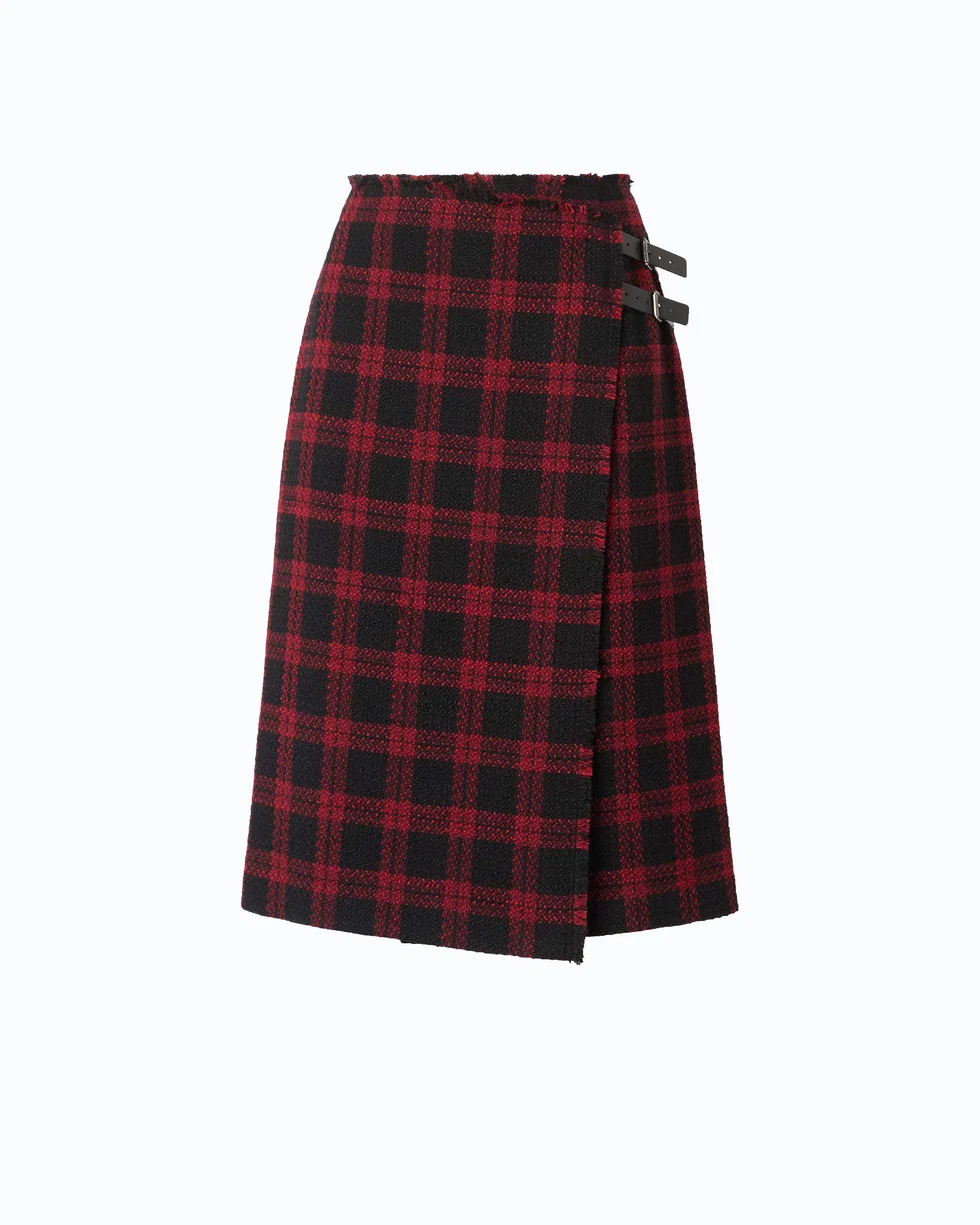 Gonna longuette a portafoglio a quadri 107420A3GN ZR4 PINKO Nero/rosso 