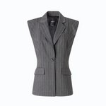 Gilet gessato in misto lana 107428A3FF IN4 PINKO Mult. grigio/rosa 