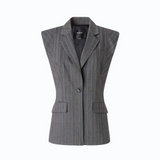 Gilet gessato in misto lana 107428A3FF IN4 PINKO Mult. grigio/rosa 