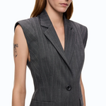 Gilet gessato in misto lana 107428A3FF IN4 PINKO Mult. grigio/rosa 