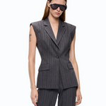 Gilet gessato in misto lana 107428A3FF IN4 PINKO Mult. grigio/rosa 